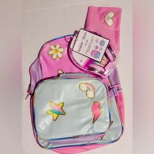 New Locker Club 4 piece Backpack, headphones, wristlet & lunch bag set.